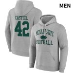 Men's Michigan State Spartans NCAA #42 Carson Casteel Gray NIL 2022 Fanatics Branded Gameday Tradition Pullover Football Hoodie MY32N63OE